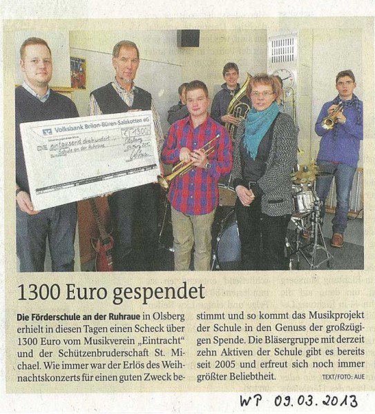 Zeitungsartikel Spendenübergabe WK2012