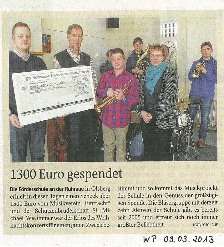 Zeitungsartikel Spendenübergabe WK2012